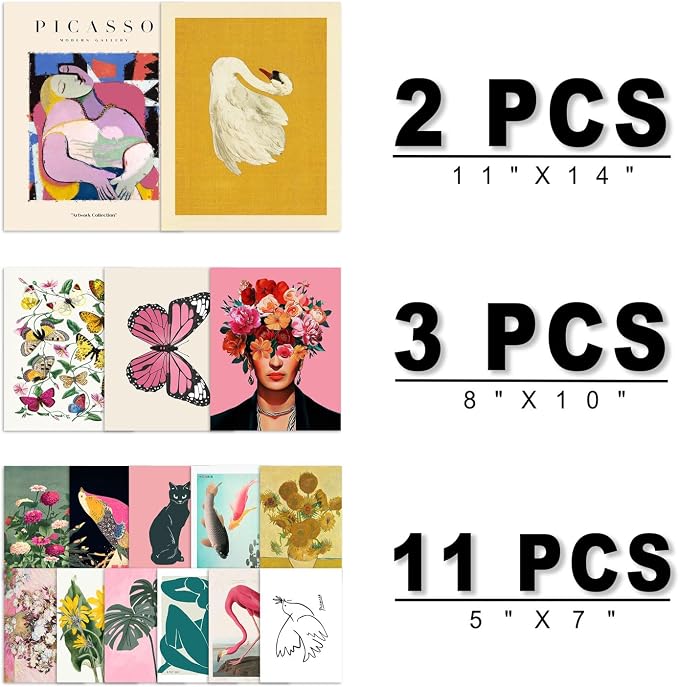 ANERZA 16 PCS Eclectic Wall Art Decor, Modern Maximalist Wall Prints - Image 2
