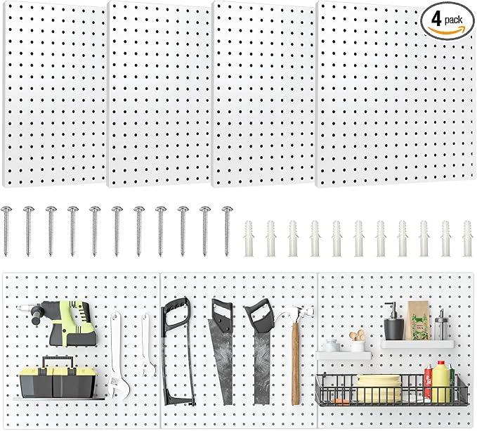 Peg Board, 16”×16”Large Heavy Duty Metal Pegboard Panels by Hogurity