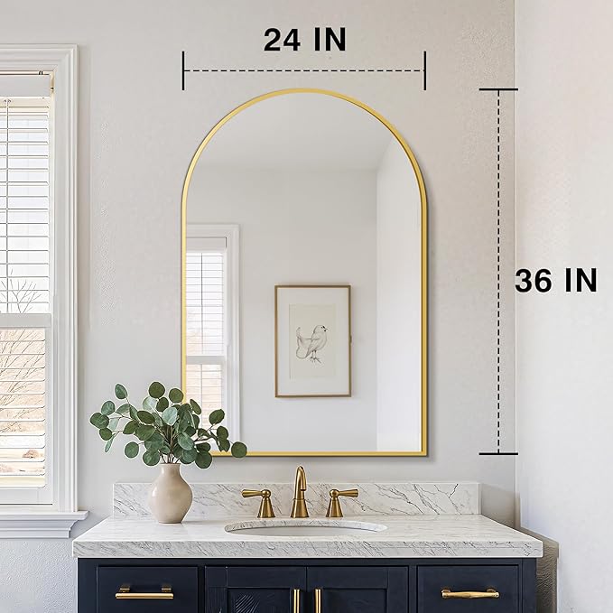 FICTOR Bathroom Mirror for Wall, Arched Vanity Bathroom Mirror for Over Sink - Image 2