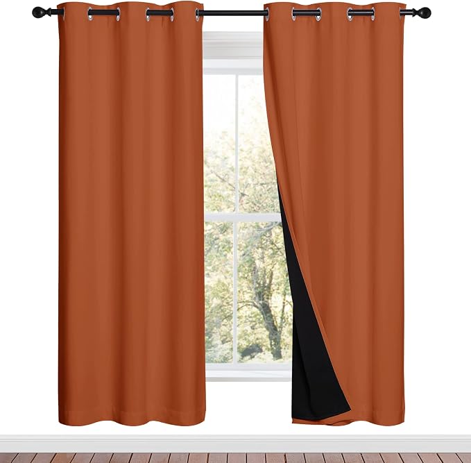 NICETOWN Full Shade Curtain Panels, Burnt Orange, Pair of Thermal Insulated & by NICETOWN