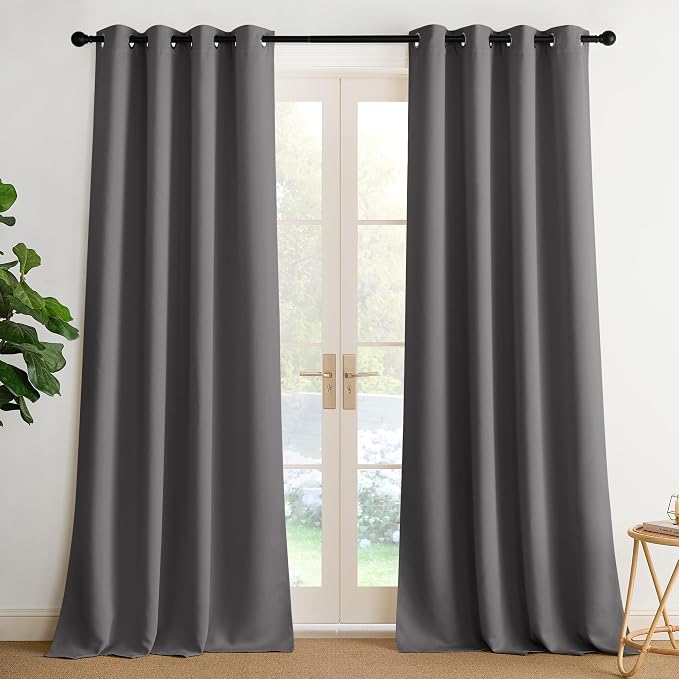NICETOWN Blackout Curtains Grommet 2 Panels Grey Drapes 95Inches Long by NICETOWN