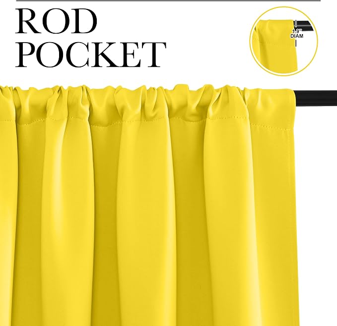 NICETOWN Bright Yellow Blackout Curtains 63 inches Long - Image 2