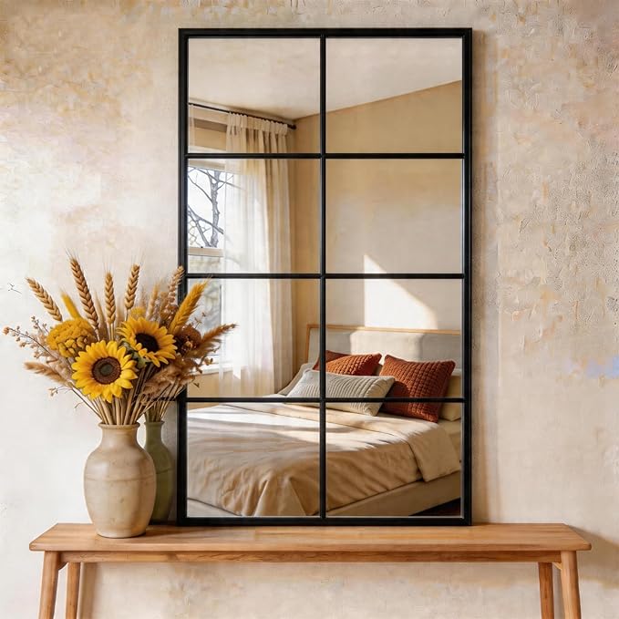DUMOS Wall Mirror 16" x 32", Metal Framed Wall Mounted Mirror by DumosLifestyle