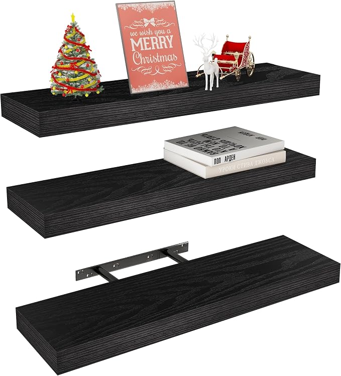Vervida Black Floating Shelves for Wall, Floating Shelf for Living Room by Vervida