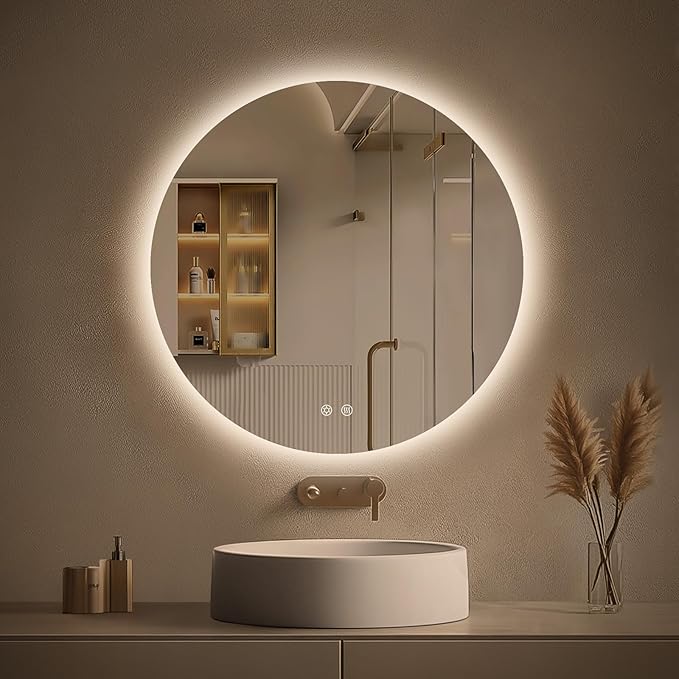 LOVESPEJO 24 Inch Round Backlit Bathroom Mirror by LOVESPEJO