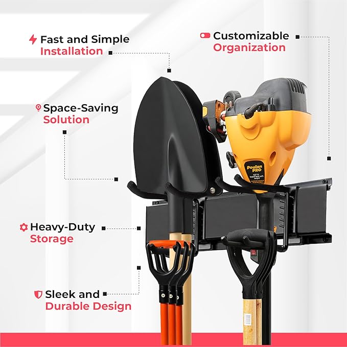 TIDYME Garage Wall Organizer | 48" Heavy-Duty Tool Storage Rack | Adjustable - Image 5