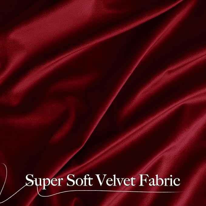 NICETOWN 144 inch Long Red Velvet Curtains and Drapes, Extra Long Elegant Wall - Image 2