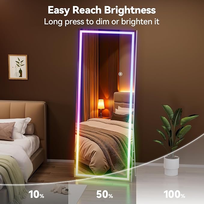Hasipu 71"x31" LED RGB Bluetooth Full Length Mirror - Image 7