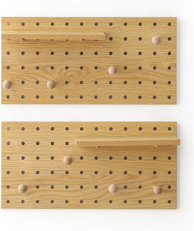 Wooden Pegboard Modular Display Organization Storage Wall Hooks Shelf - Image 2