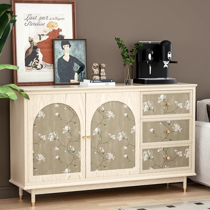 Laatse Floral Wallpaper Peel and Stick 17.5" x 118" Khaki Floral Contact Paper - Image 5