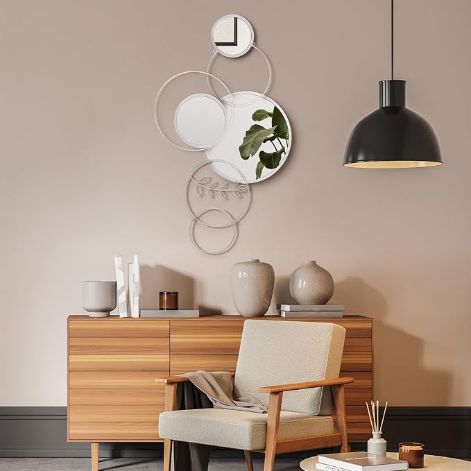 Hicarer Wall Mirror Decorative 41.34'' x 17.72'' Round Modern Metal Wall - Image 5