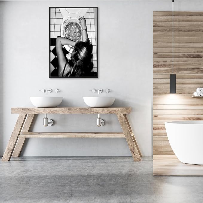 Funny Bathroom Wall Art Black and White posters Bar Disco Party prints painting - Image 3