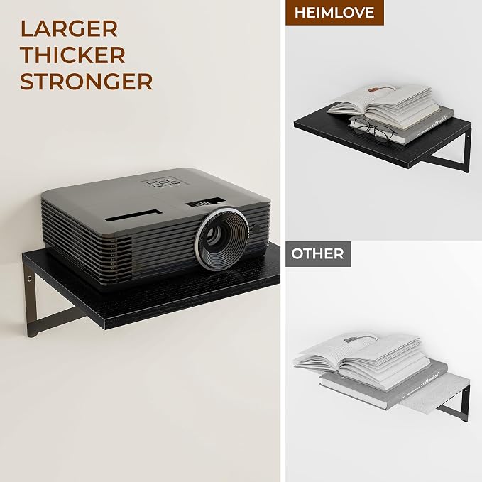 Heimlove Deep Floating Shelves for Wall, 12 Inch Deep Floating Shelves Set of 3 - Image 5