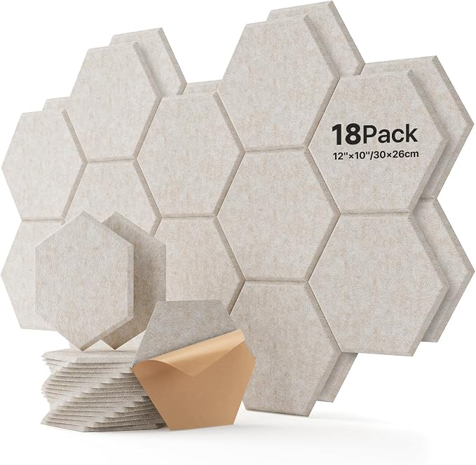 Soundsbay Acoustic Panels, 18 Pack Hexagon Soundproof Wall Panels High Density by Soundsbay