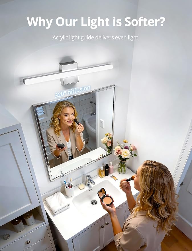 Combuh 2 Pack LED Vanity Lights Bar 24 Inch Bathroom Light Fixtures 14W IP44 - Image 2