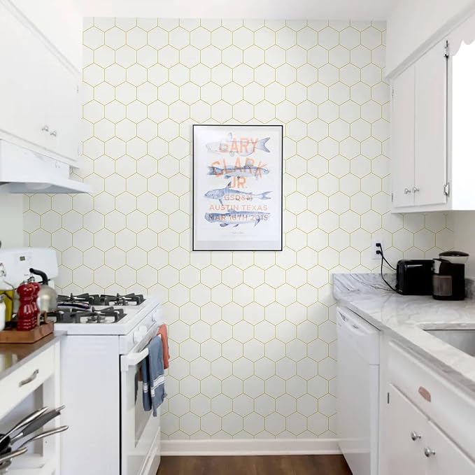 Beige and Gold Wallpaper Geometric Peel and Stick Wallpaper - Image 9