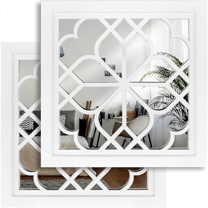 Wocred Set of 2 Mirrors Square Wall Mirror, Gorgeous Rustic Farmhouse Accent by Wocred