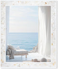 Tanmicoshomy 30 x 40 Inch White Bathroom Mirror, Coastal Natural Shell Framed by Tanmicoshomy