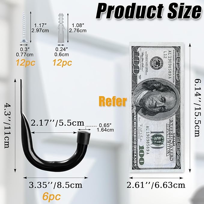 KURUI Metal Wall Hooks for Hanging Heavy Duty, Large Utility J Hooks - Image 7