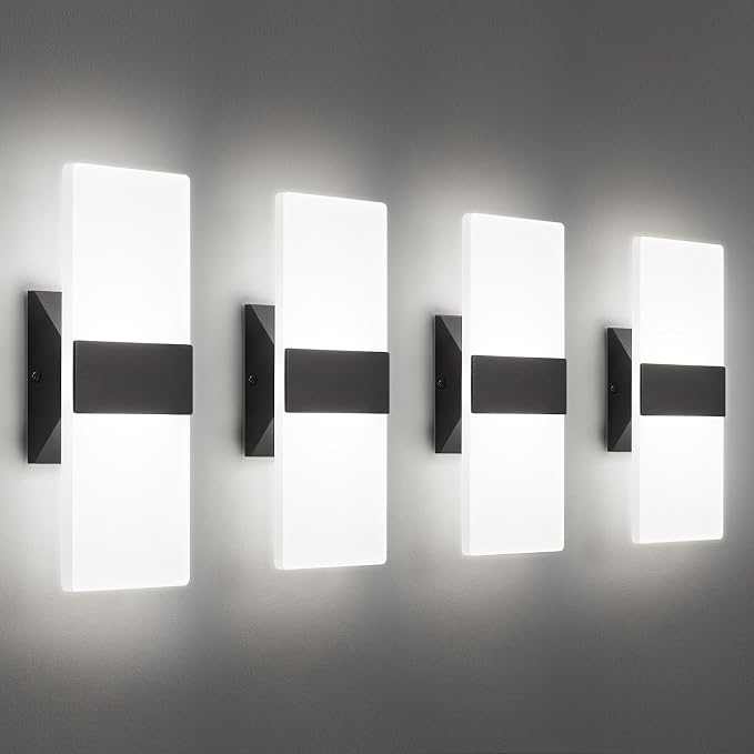 Modern LED Wall Sconces, 12 Inch Indoor Black Wall Lights, 12W 2700K-5000K by BrillianceMeetsDurability