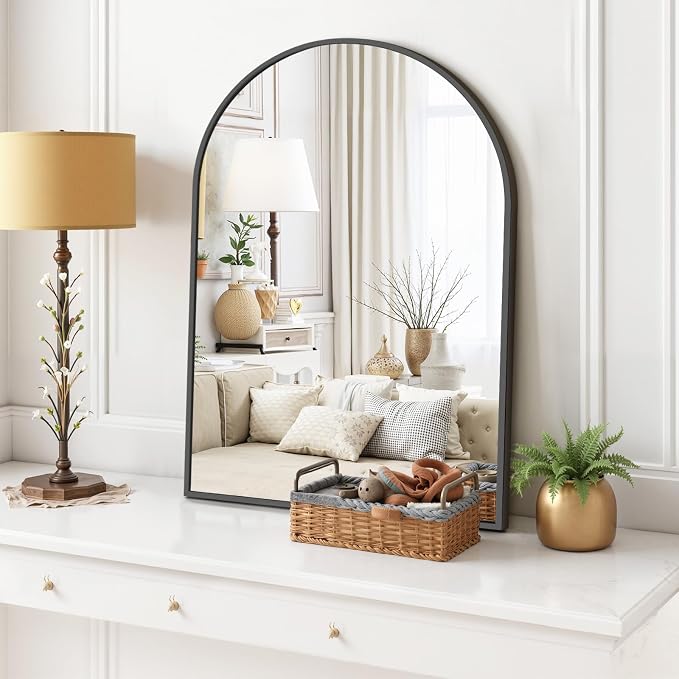 Arched Wall Mirror 30x20 Inch Black Bathroom Vanity Mirror - Image 2