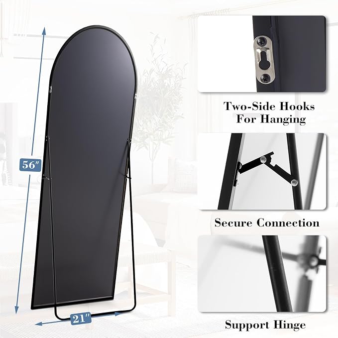 DUMOS Arched Full Length Floor Mirror, Modern Wall Hanging Leaning - Image 4