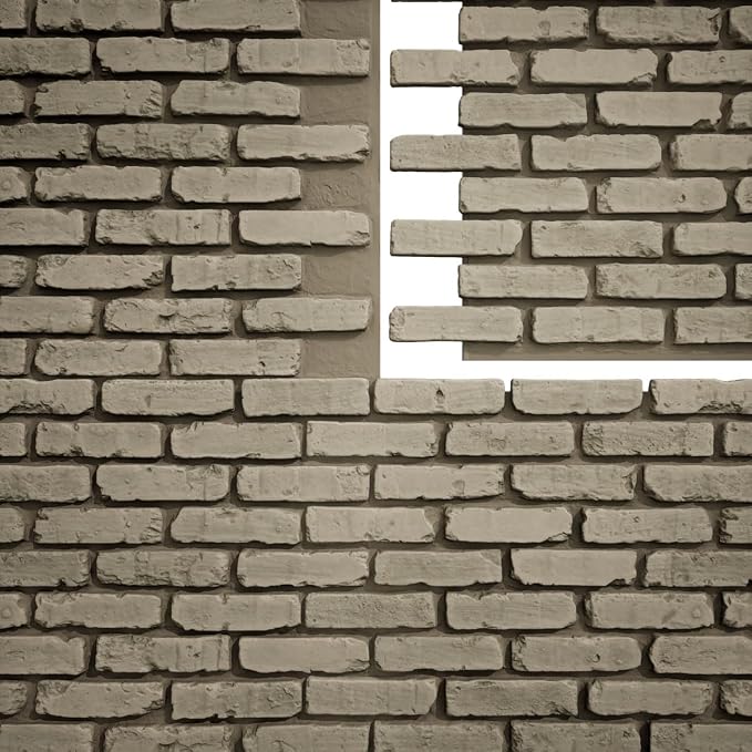 EverStone Aged Brick Faux Brick Panel, 46 7/8"W x 27"H x 1 1/4"D, Vintage White - Image 9