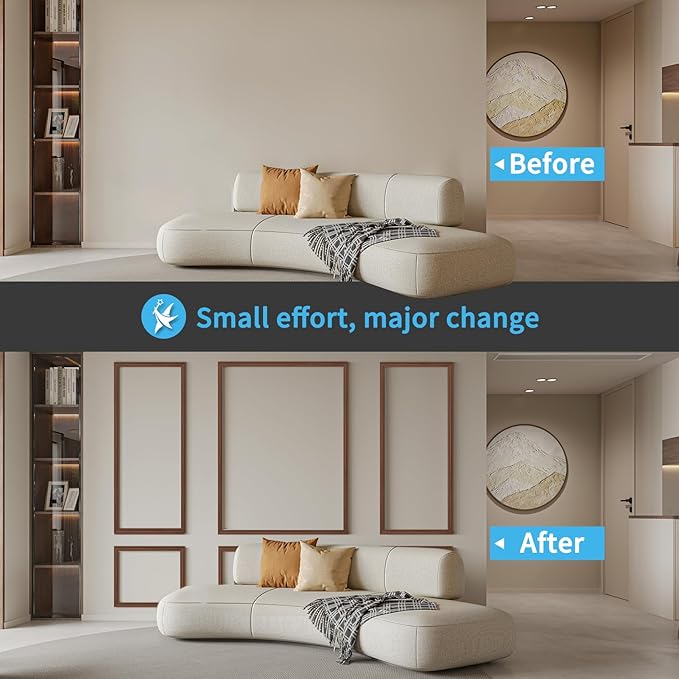 Art3d Pre-Cut Wall Molding Set of 6 pcs, Ready-to-Assemble Wainscoting Panels - Image 2