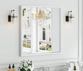 Syndra Square White Wood Frame Bathroom Mirror, Waterproof Slim Deep Frame by Syndra