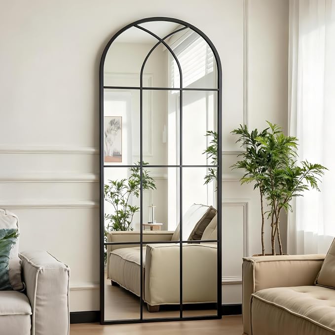 Dewfig 71"x32" Arched Window pane Full Length Mirror, Wall Mirror, Floor by YourSpacePerfectlyReflected