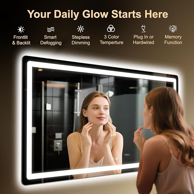 LED Bathroom Mirror, Smart Anti-Fog, Stepless Dimmable - Image 2