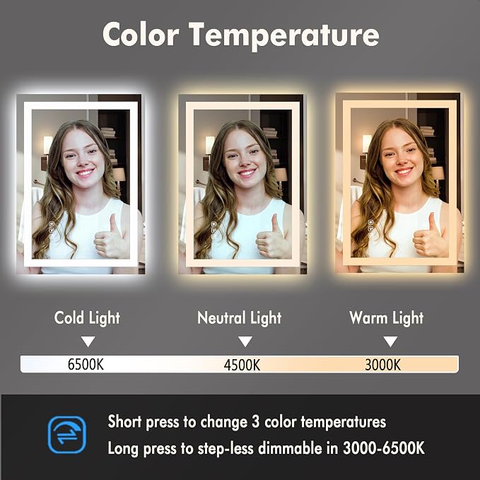 GarveeHome 30 in x 22 in Led Bathroom Mirror - Image 4