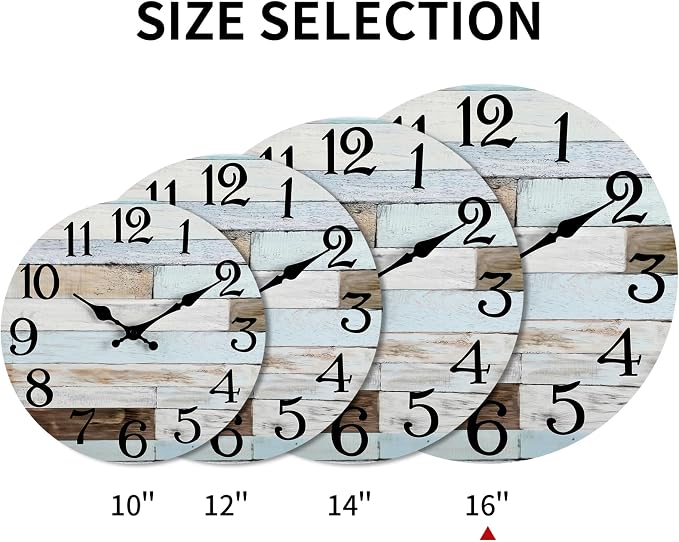 KECYET Wall Clock Battery Operated 16 Inch Silent Non-Ticking Coastal Country - Image 2