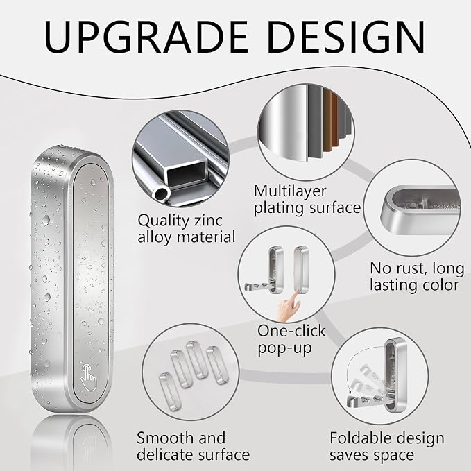 2PCS Foldable Wall Hooks, Heavy Duty Zinc Alloy Folding Wall Hooks, Folding - Image 6