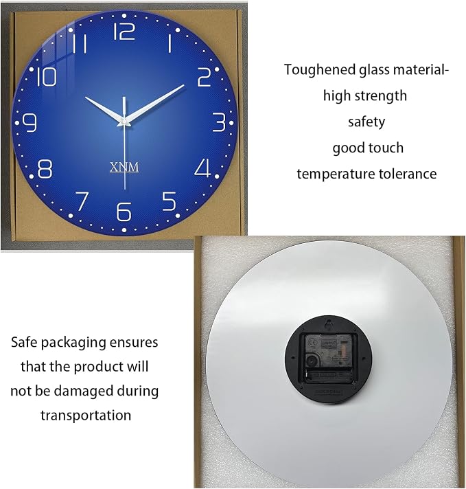 XNM Small Modren Minimalist Glass Wall Clocks Battery Operated 12 Inch Simple - Image 6