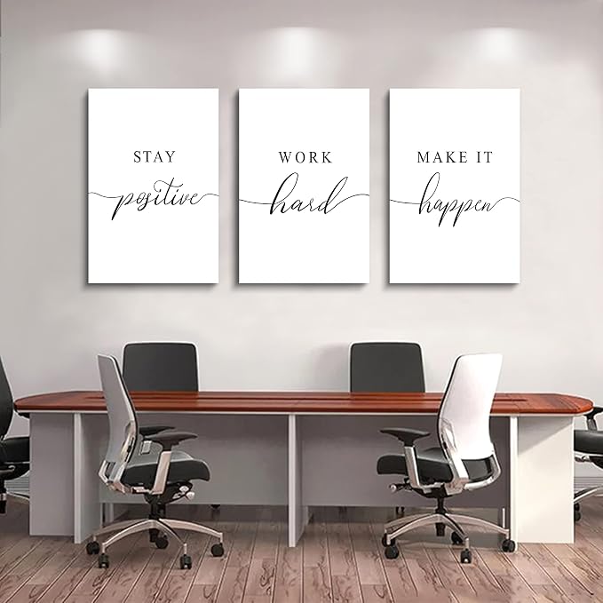 Framed Canvas Wall Art Work Quote, Office Wall Art Decor, Stay positive work - Image 5