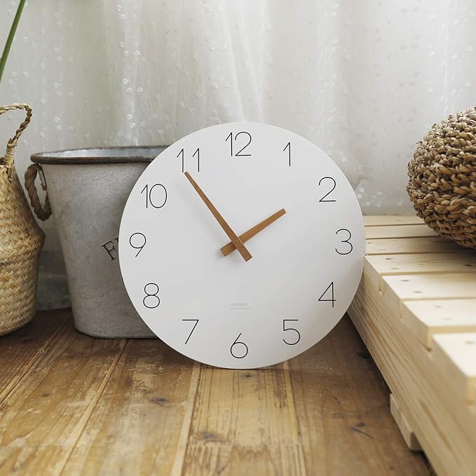 mooas Flatwood Wall Clock, Analog Wall Clock, Silent Non-Ticking 12 inch Modern - Image 4