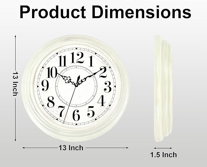 Vintage Wall Clock 13 Inch Quartz Silent Non-Ticking Analog Clock Battery - Image 4