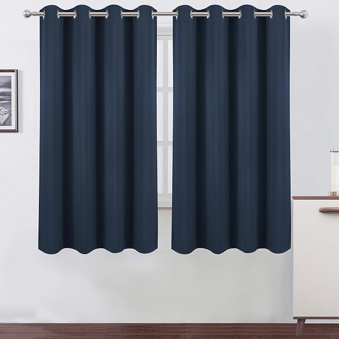 LEMOMO Navy Blackout Curtains 66 x 63 Inch Length/Set of 2 Curtain by Lemomo