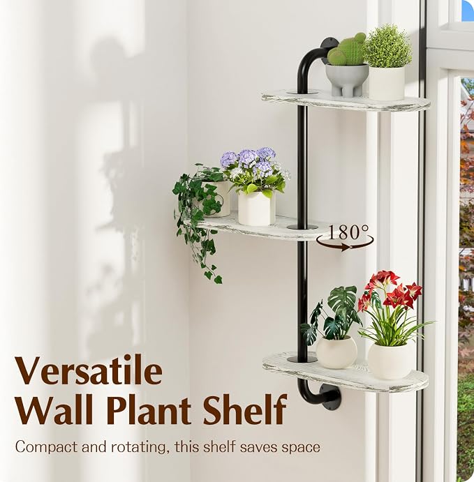 Rotating Window Plant Shelves 3-Tier, Wooden Window Shelf - Image 5