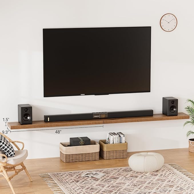 Heimlove Floating Shelves for Wall 48 Inches Long, 9.3" Deep Walnut Floating - Image 2