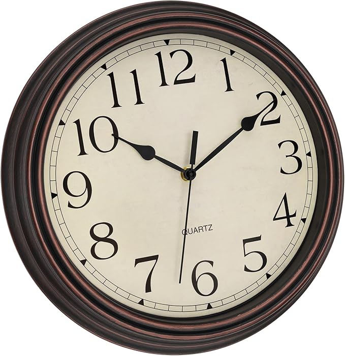 Foxtop 14 Inch Wall Clock Battery Operated Silent Non-Ticking Round Classic - Image 5