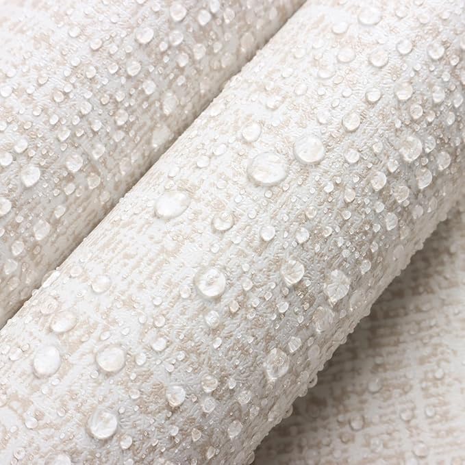 Beige Grasscloth Peel and Stick Wallpaper Beige Contact Paper - Image 6