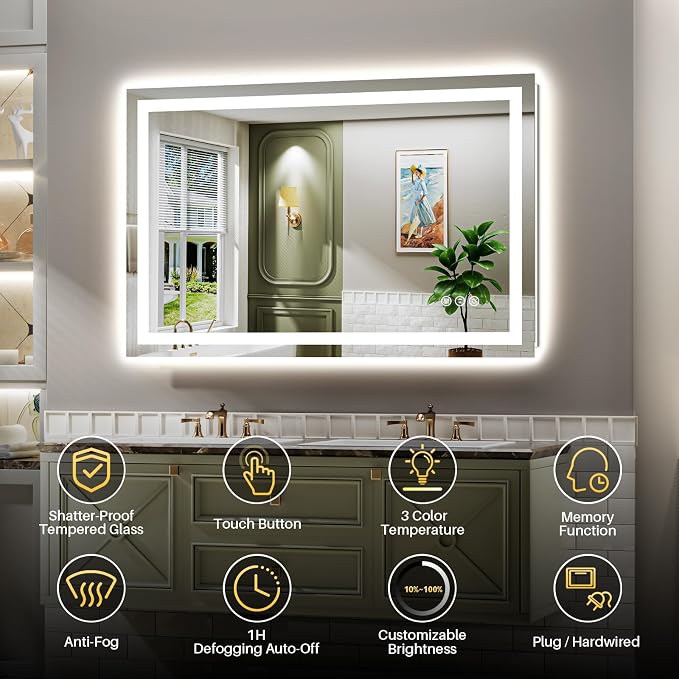 Briivue 48x28 Inch LED Bathroom Mirror - Image 2