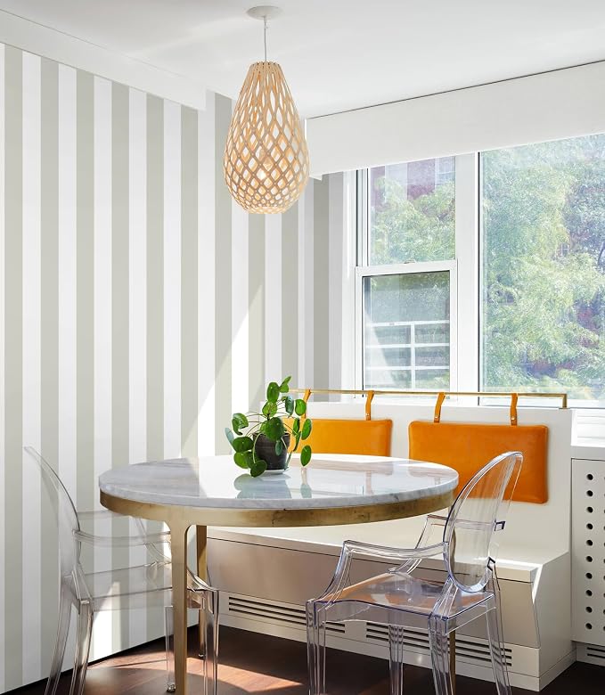Guvana 17.7"x472" Striped Wallpaper Brown and White Contact Paper Brown - Image 6