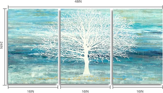 Yihui Arts Teal and Blue Canvas Wall Art - Image 2