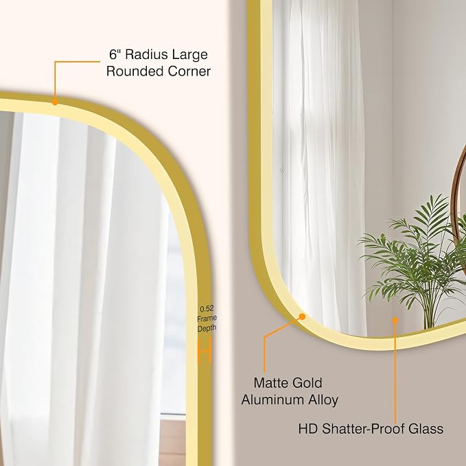 Bathroom Mirror for Wall, HD Reflection Shatterproof Mirror for Living Room - Image 3