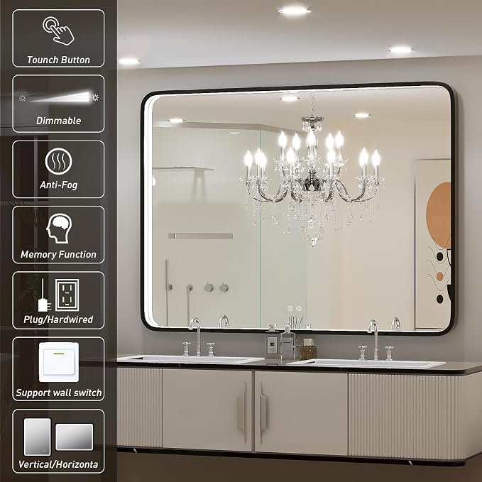 48x36 Inch LED Bathroom Mirror - Image 3