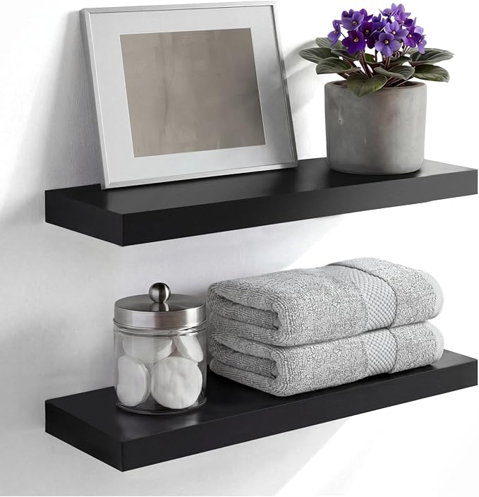 Homeforia Black Floating Shelf 18 inch, High End Solid Real Wood 18inch by Homeforia