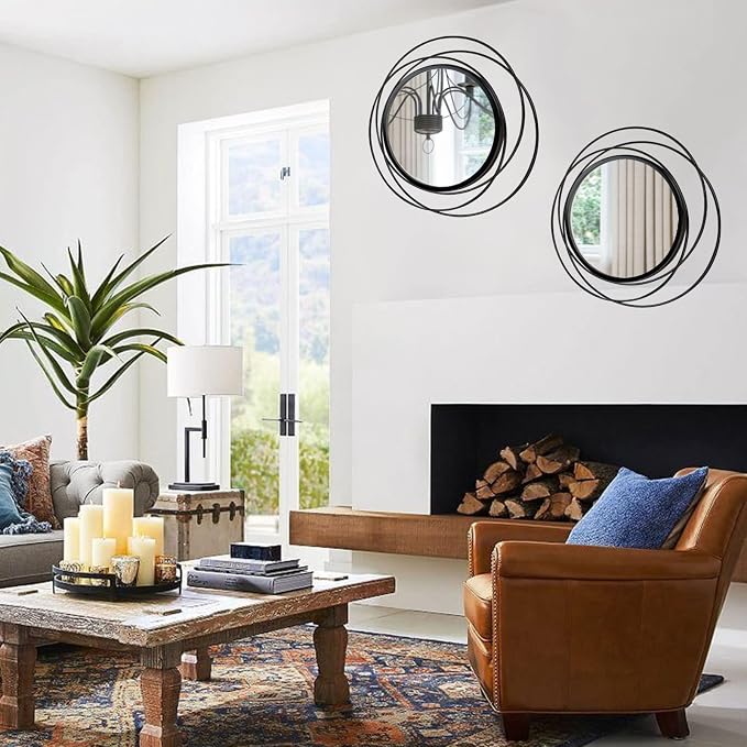 2 Set. Circle Mirrors for Wall Decor for Living Room Bedroom Bathroom Entryway - Image 3